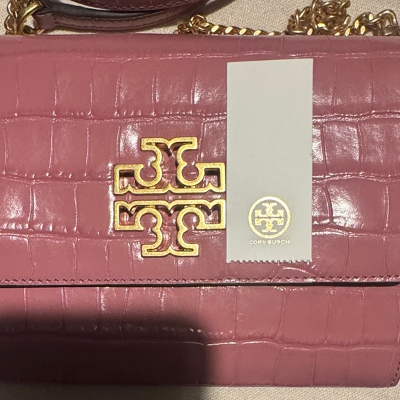Tory Burch Mauve Croc-Embossed Crossbody Bag - Picture 4 of 5